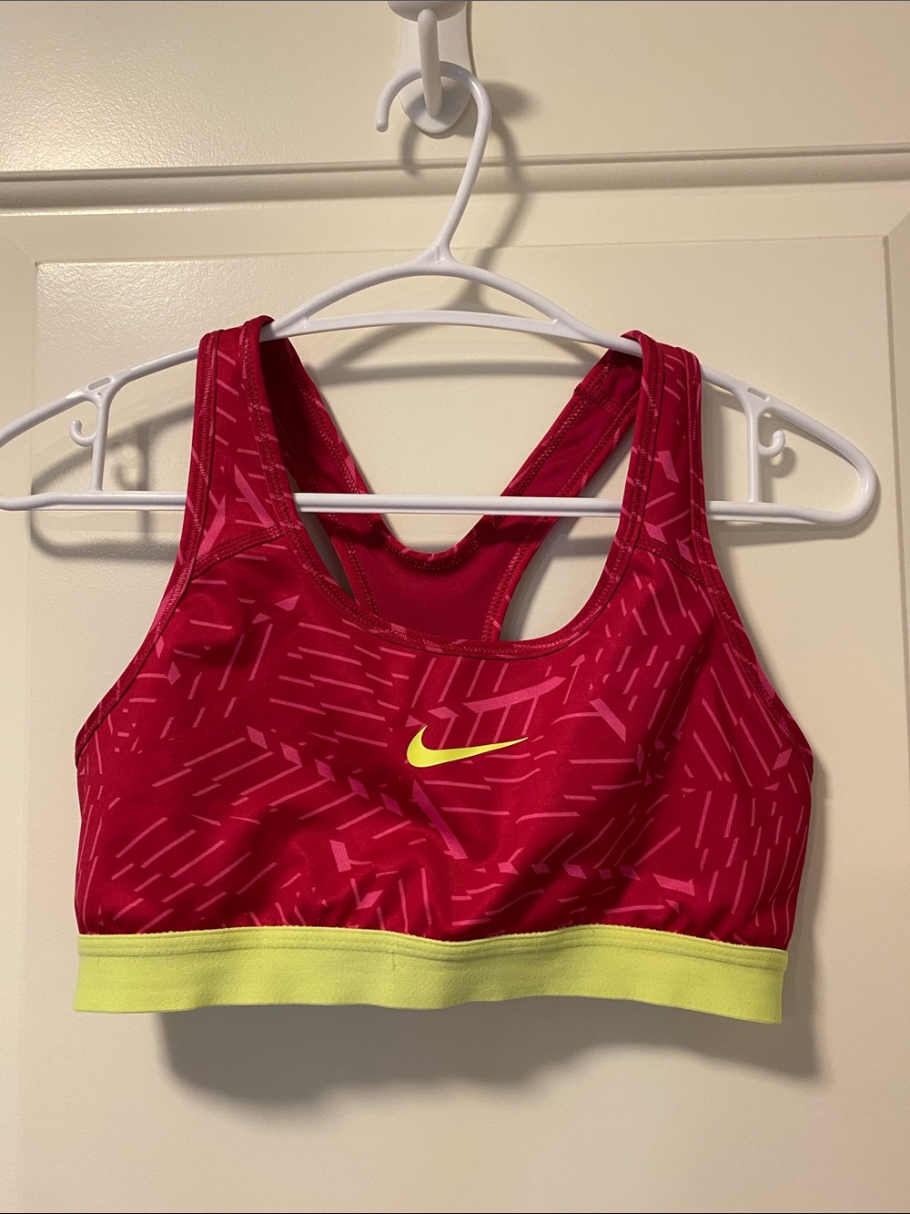 Nike Pink Sports Bra with Yellow Accent - Racerback